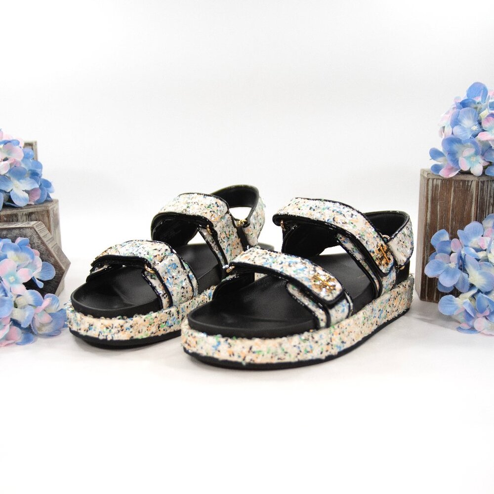 Tory Burch Kira Multi Iridescent Sequins Sport Sandals Flats 7 NIB